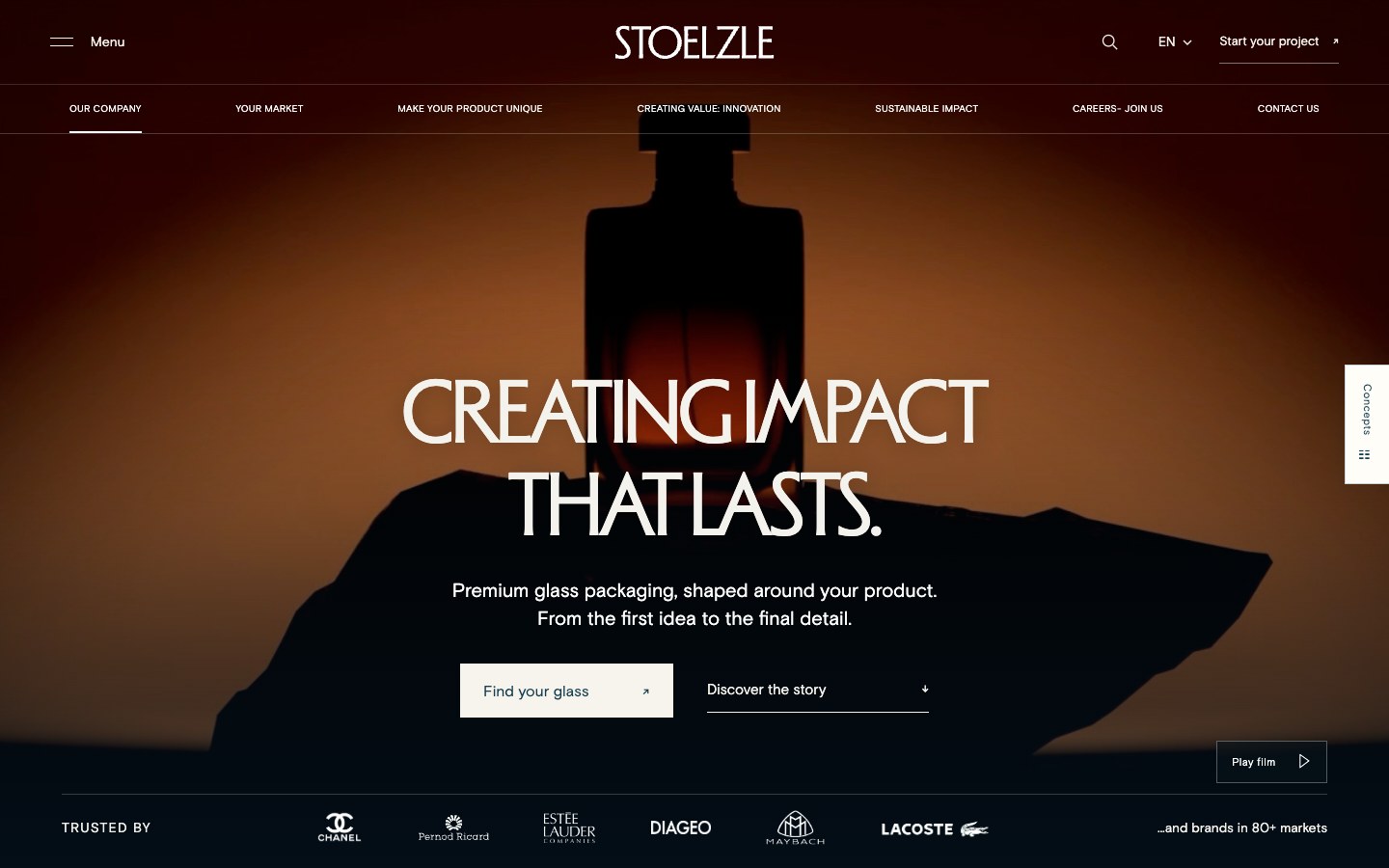 Video version opening with an orange-lit perfume bottle, headline and catalogue link