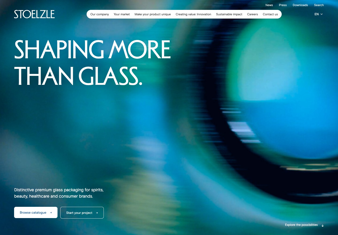 Client Structure desktop homepage with the Shaping more than glass opening